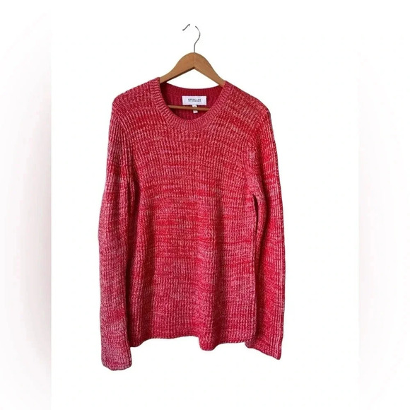 Derek Lam 10 Crosby Bicolor Crew Neck Sweater two-tone knit Merino Wool Size L - Picture 10 of 12